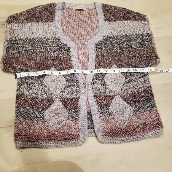 Wide Short Sleeve Knit Cardigan Sweater From Japan - Picture 4 of 6